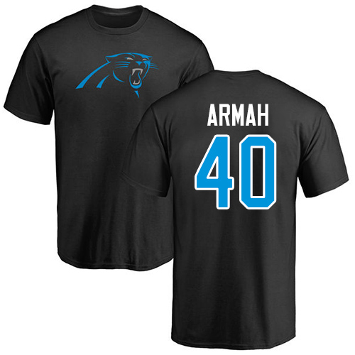 Carolina Panthers Men Black Alex Armah Name and Number Logo NFL Football #40 T Shirt